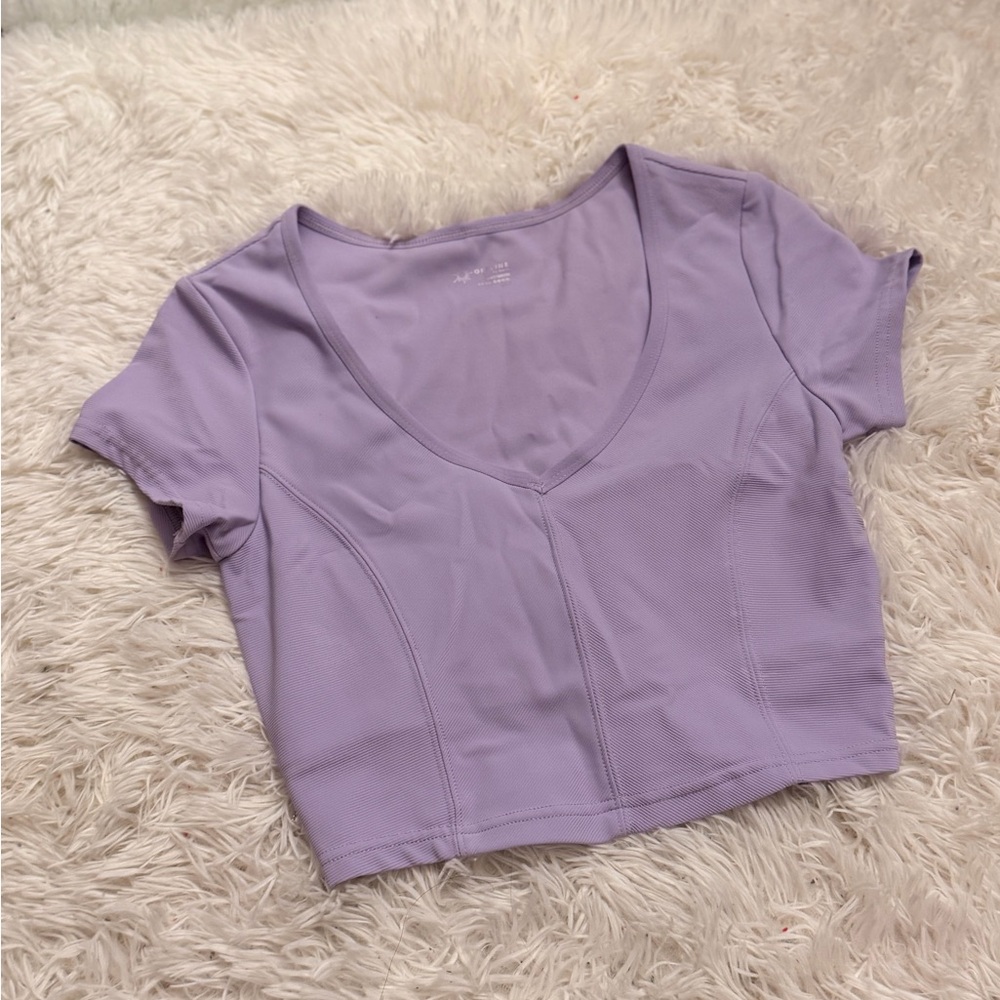 Aerie Lavender V-Neck Crop Top
